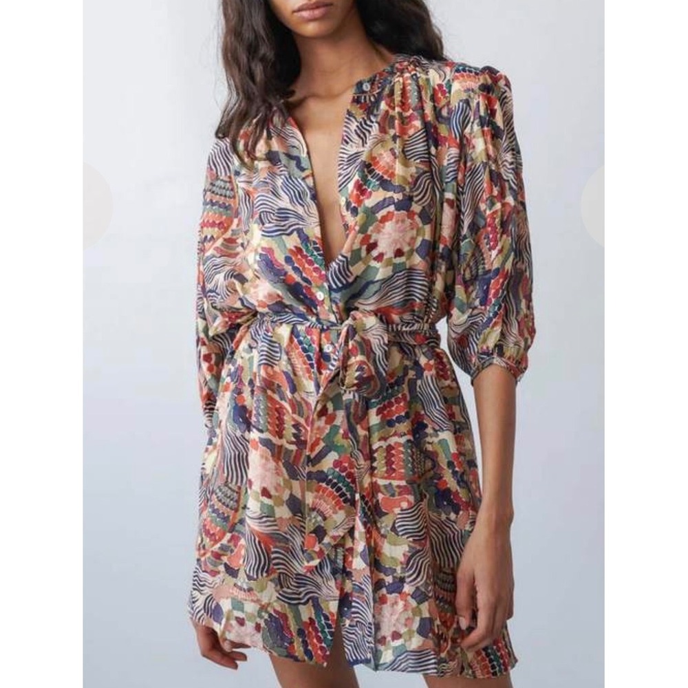 Chufy‎ Dress Ziggy Artsy Balloon Sleeve Zion Floral Lagenlook Flowy Boho Medium